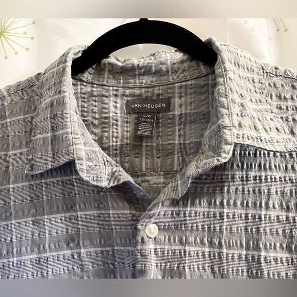 VAN Heusen Dress Shirt Gray Sz L - Picture 2 of 7